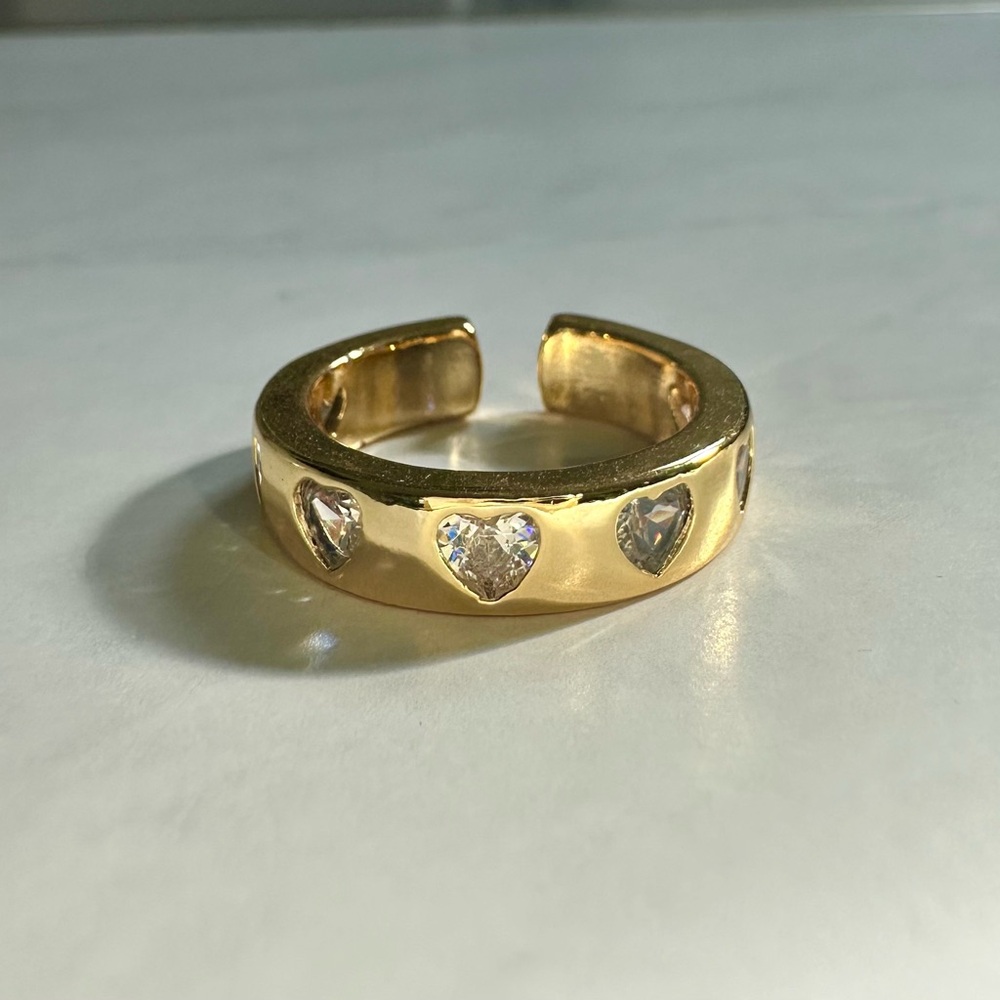 Gold Heart Ring with CZ